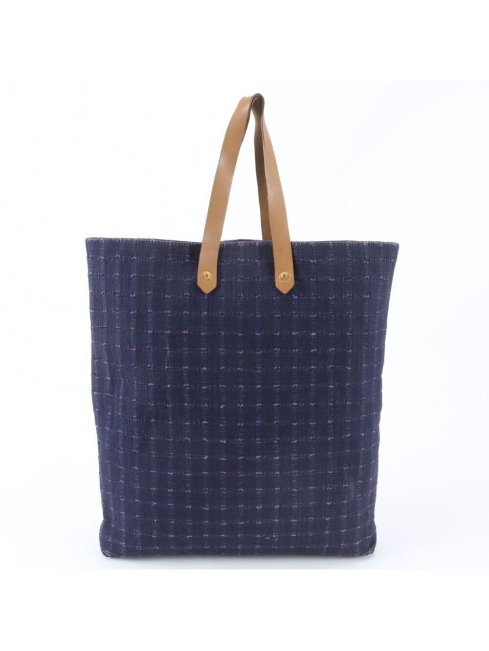 Hermes Amedaba GM Leather Canvas Tote Bag Shoulder Navy